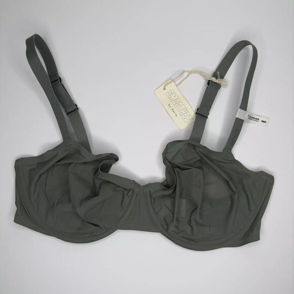 Smoothez by Aerie Bra Full Coverage Sheer Mesh Unlined Underwire In Sage 36D NEW - Picture 6 of 10